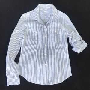 Calvin Klein Button Up Shirt Grey and White Stripe - Size Small